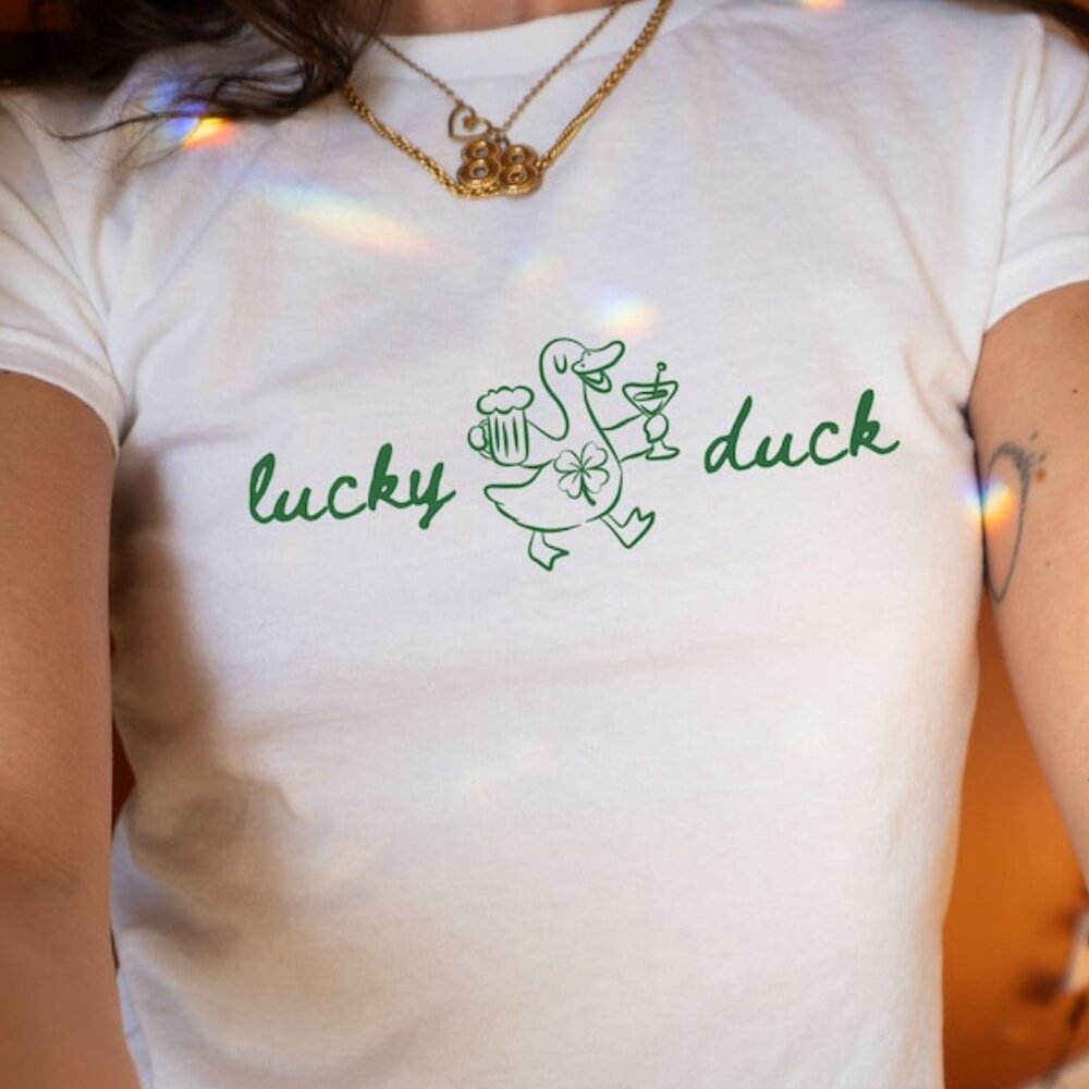 St Patricks Day Unisex Shirt, Lucky Duck St Paddys Day Goose T-Shirt
